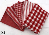 John Louden Homespun 100% Cotton Strips Checks 45.7x53.3cm Wide 5Pcs Fat Quarter Bundle Ideal For Crafting, Quilting, Home Decor